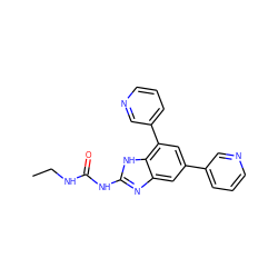 CCNC(=O)Nc1nc2cc(-c3cccnc3)cc(-c3cccnc3)c2[nH]1 ZINC000045497124