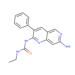 CCNC(=O)Nc1nc2cc(N)ncc2cc1-c1ccccc1 ZINC000013834857