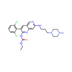 CCNC(=O)Nc1nc2cc(NCCCN3CCN(C)CC3)ncc2cc1-c1c(Cl)cccc1Cl ZINC000022933824