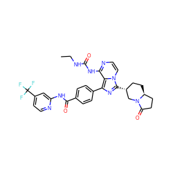 CCNC(=O)Nc1nccn2c([C@@H]3CC[C@H]4CCC(=O)N4C3)nc(-c3ccc(C(=O)Nc4cc(C(F)(F)F)ccn4)cc3)c12 ZINC000145651383