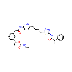 CCNC(=O)O[C@@H](C)c1cccc(CC(=O)Nc2ccc(CCCCc3nnc(NC(=O)[C@@H](C)c4ccccc4)s3)nn2)c1 ZINC000169698536