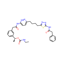 CCNC(=O)O[C@@H](C)c1cccc(CC(=O)Nc2ccc(CCCCc3nnc(NC(=O)Cc4ccccc4)s3)nn2)c1 ZINC000169698603