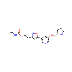 CCNC(=O)OCCc1cc(-c2cncc(OC[C@@H]3CCCN3)c2)on1 ZINC000095572904