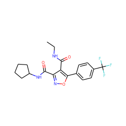 CCNC(=O)c1c(C(=O)NC2CCCC2)noc1-c1ccc(C(F)(F)F)cc1 ZINC000072176641