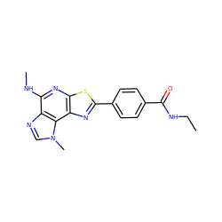 CCNC(=O)c1ccc(-c2nc3c(nc(NC)c4ncn(C)c43)s2)cc1 ZINC000096258295