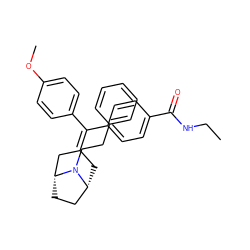 CCNC(=O)c1ccc(C(=C2C[C@@H]3CC[C@H](C2)N3CCc2ccccc2)c2ccc(OC)cc2)cc1 ZINC000026189774