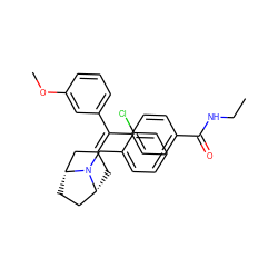 CCNC(=O)c1ccc(C(=C2C[C@@H]3CC[C@H](C2)N3Cc2ccccc2Cl)c2cccc(OC)c2)cc1 ZINC000026183077