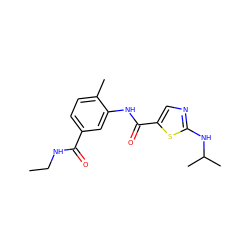 CCNC(=O)c1ccc(C)c(NC(=O)c2cnc(NC(C)C)s2)c1 ZINC000003986126