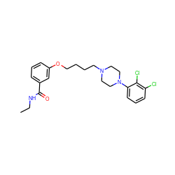 CCNC(=O)c1cccc(OCCCCN2CCN(c3cccc(Cl)c3Cl)CC2)c1 ZINC000653886917