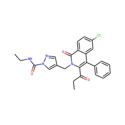 CCNC(=O)n1cc(Cn2c(C(=O)CC)c(-c3ccccc3)c3cc(Cl)ccc3c2=O)cn1 ZINC000029062718