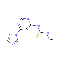 CCNC(=S)Nc1cc(-n2cncn2)ncn1 ZINC001772581588