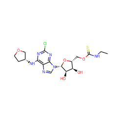 CCNC(=S)OC[C@H]1O[C@@H](n2cnc3c(N[C@@H]4CCOC4)nc(Cl)nc32)[C@H](O)[C@@H]1O ZINC000013589078