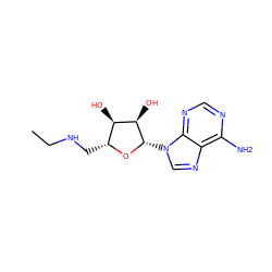 CCNC[C@H]1O[C@@H](n2cnc3c(N)ncnc32)[C@H](O)[C@@H]1O ZINC000207231737