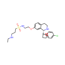 CCNCCCS(=O)(=O)NCCOc1ccc2c(c1)[C@@H](C1(c3ccc(Cl)cc3)CCC1)NCC2 ZINC000117347758