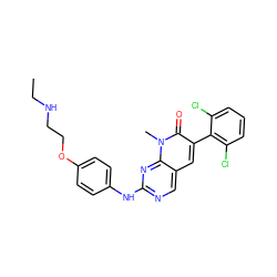 CCNCCOc1ccc(Nc2ncc3cc(-c4c(Cl)cccc4Cl)c(=O)n(C)c3n2)cc1 ZINC000003815501