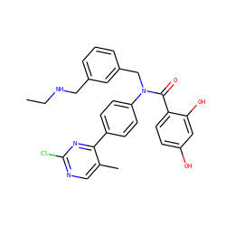 CCNCc1cccc(CN(C(=O)c2ccc(O)cc2O)c2ccc(-c3nc(Cl)ncc3C)cc2)c1 ZINC000653676825