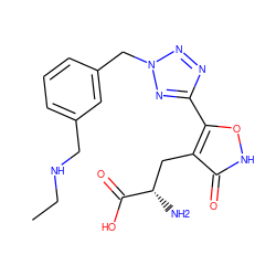 CCNCc1cccc(Cn2nnc(-c3o[nH]c(=O)c3C[C@H](N)C(=O)O)n2)c1 ZINC000653728705