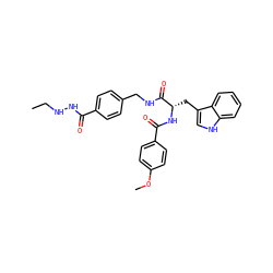 CCNNC(=O)c1ccc(CNC(=O)[C@H](Cc2c[nH]c3ccccc23)NC(=O)c2ccc(OC)cc2)cc1 ZINC001772602855