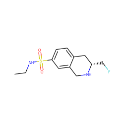 CCNS(=O)(=O)c1ccc2c(c1)CN[C@@H](CF)C2 ZINC000013581860