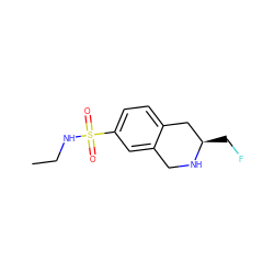 CCNS(=O)(=O)c1ccc2c(c1)CN[C@H](CF)C2 ZINC000013581858