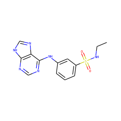 CCNS(=O)(=O)c1cccc(Nc2ncnc3[nH]cnc23)c1 ZINC000473121502