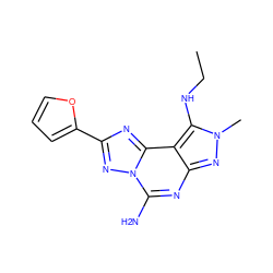 CCNc1c2c(nc(N)n3nc(-c4ccco4)nc23)nn1C ZINC000013493992