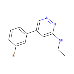 CCNc1cc(-c2cccc(Br)c2)cnn1 ZINC000013673533