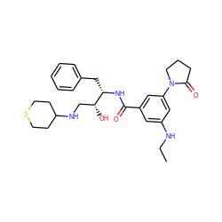 CCNc1cc(C(=O)N[C@@H](Cc2ccccc2)[C@H](O)CNC2CCSCC2)cc(N2CCCC2=O)c1 ZINC000028978385