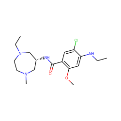 CCNc1cc(OC)c(C(=O)N[C@@H]2CN(C)CCN(CC)C2)cc1Cl ZINC000027703607