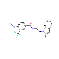 CCNc1ccc(C(=O)NCCn2c(C)cc3ccccc32)cc1C(F)(F)F ZINC000169351834