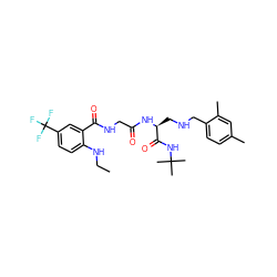 CCNc1ccc(C(F)(F)F)cc1C(=O)NCC(=O)N[C@@H](CNCc1ccc(C)cc1C)C(=O)NC(C)(C)C ZINC000028952444