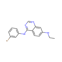 CCNc1ccc2c(Nc3cccc(Br)c3)ncnc2c1 ZINC000003815190