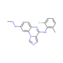 CCNc1ccc2nc(Nc3c(C)cccc3Cl)c3cncn3c2c1 ZINC000013860318