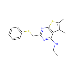 CCNc1nc(CSc2ccccc2)nc2sc(C)c(C)c12 ZINC000003343178