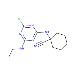 CCNc1nc(Cl)nc(NC2(C#N)CCCCC2)n1 ZINC000096924120