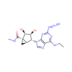 CCNc1nc(N=[N+]=[N-])nc2c1ncn2[C@H]1[C@H](O)[C@H](O)[C@]2(C(=O)NC)C[C@H]12 ZINC000653799605