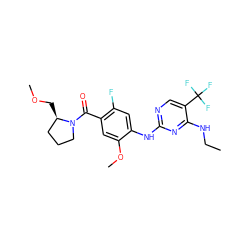 CCNc1nc(Nc2cc(F)c(C(=O)N3CCC[C@H]3COC)cc2OC)ncc1C(F)(F)F ZINC000072318667