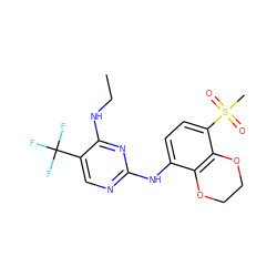 CCNc1nc(Nc2ccc(S(C)(=O)=O)c3c2OCCO3)ncc1C(F)(F)F ZINC000205905180