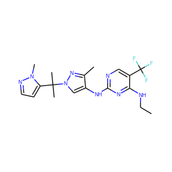 CCNc1nc(Nc2cn(C(C)(C)c3ccnn3C)nc2C)ncc1C(F)(F)F ZINC000204729329