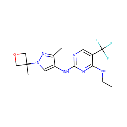 CCNc1nc(Nc2cn(C3(C)COC3)nc2C)ncc1C(F)(F)F ZINC000205702046