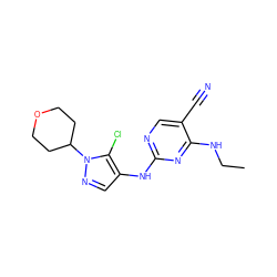 CCNc1nc(Nc2cnn(C3CCOCC3)c2Cl)ncc1C#N ZINC000205690421