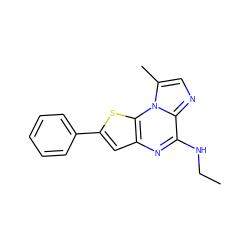 CCNc1nc2cc(-c3ccccc3)sc2n2c(C)cnc12 ZINC000028950735