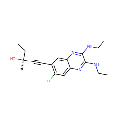 CCNc1nc2cc(Cl)c(C#C[C@@](C)(O)CC)cc2nc1NCC ZINC000115765139