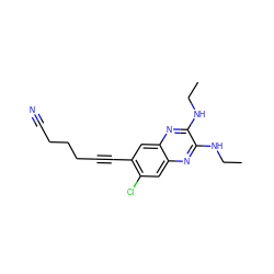 CCNc1nc2cc(Cl)c(C#CCCCC#N)cc2nc1NCC ZINC000115764911