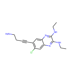 CCNc1nc2cc(Cl)c(C#CCCN)cc2nc1NCC ZINC000115765174