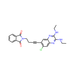 CCNc1nc2cc(Cl)c(C#CCCN3C(=O)c4ccccc4C3=O)cc2nc1NCC ZINC000200494120