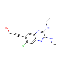 CCNc1nc2cc(Cl)c(C#CCO)cc2nc1NCC ZINC000115764892