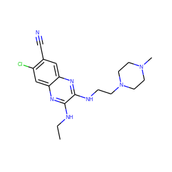 CCNc1nc2cc(Cl)c(C#N)cc2nc1NCCN1CCN(C)CC1 ZINC000115764996