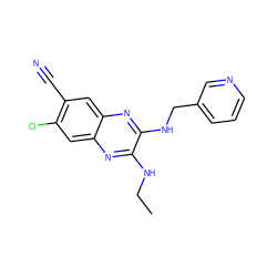 CCNc1nc2cc(Cl)c(C#N)cc2nc1NCc1cccnc1 ZINC000115764878