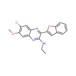 CCNc1nc2cc(OC)c(Cl)cc2nc1-c1cc2ccccc2o1 ZINC000115764864